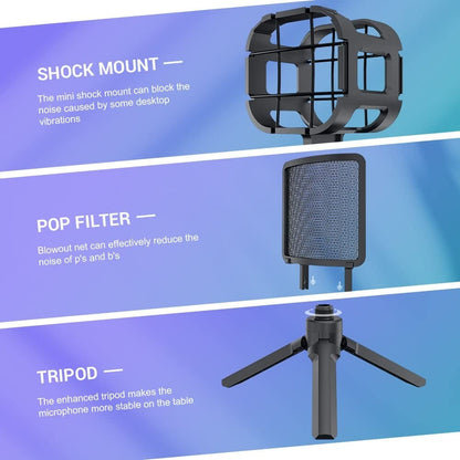 audio array condenser microphones audio array am-c32 rgb usb condenser microphone with tripod pop filter and shock mount