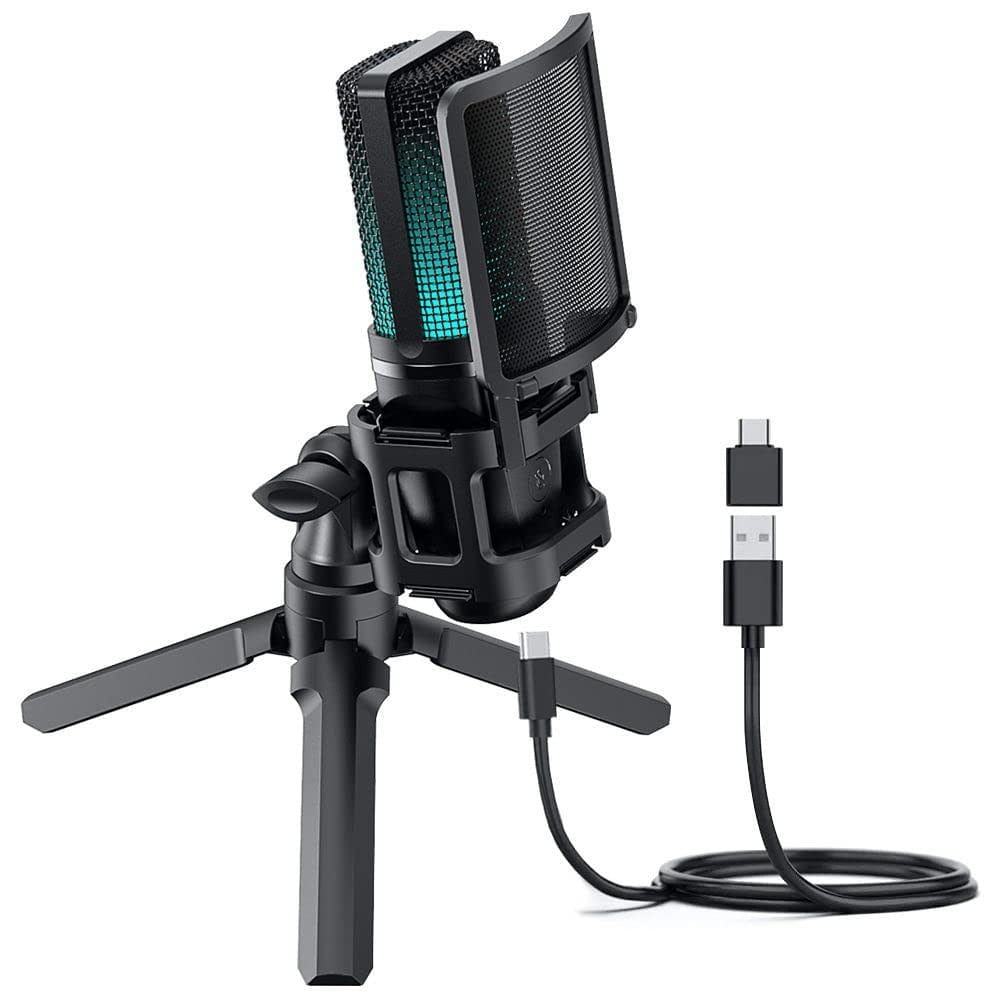 audio array condenser microphones audio array am-c32 rgb usb condenser microphone with tripod pop filter and shock mount
