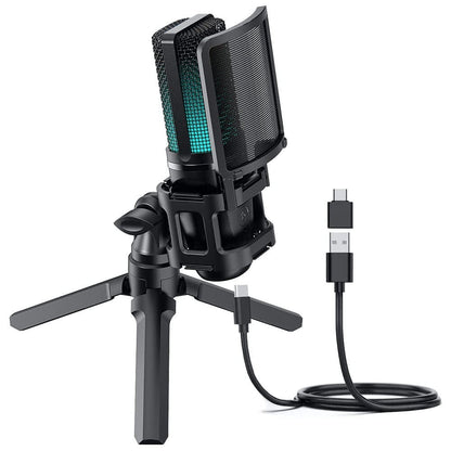 audio array condenser microphones audio array am-c32 rgb usb condenser microphone with tripod pop filter and shock mount