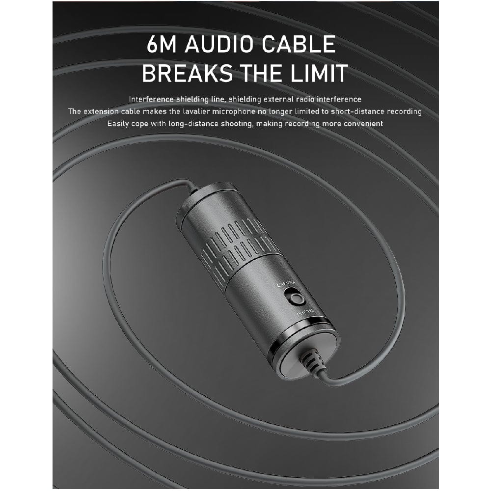 audio array lavalier microphones black audio array am-c12 all metal condenser collar microphone with 3.5mm connector with battery for dslr & smartphone  