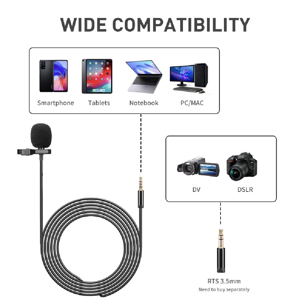 audio array lavalier microphones black audio array am-c16 single head condenser lavalier lapel mic with 3.5mm connector   