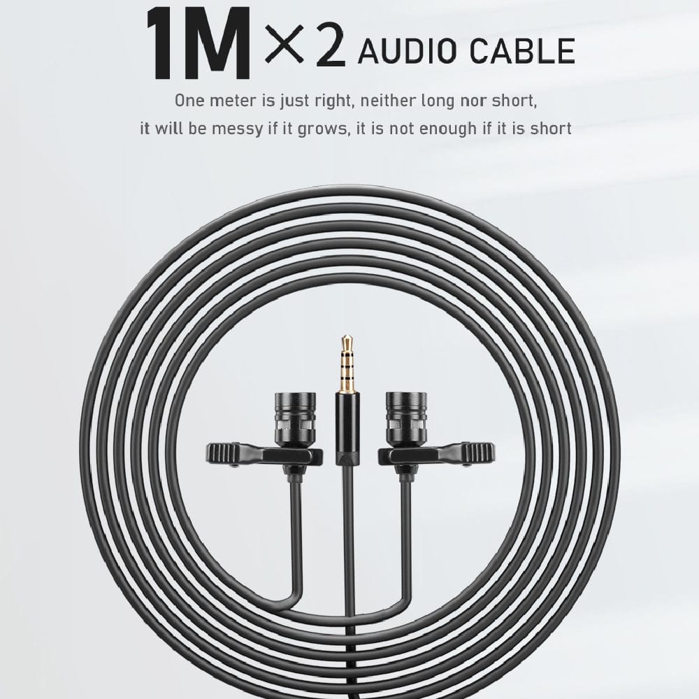 audio array lavalier microphones black audio array am-c17 dual head condenser lavalier lapel mic with 3.5mm connector   