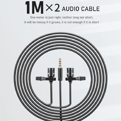 audio array lavalier microphones black audio array am-c17 dual head condenser lavalier lapel mic with 3.5mm connector   