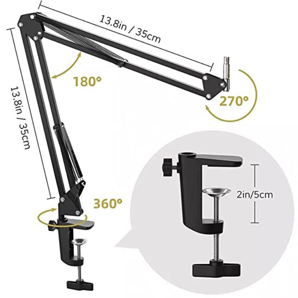 audio array microphone accessories audio array aa-05 suspension boom scissor microphone arm stand with universal clamp