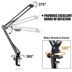 Audio Array Microphone Accessories Audio Array AA-06 Microphone Boom Arm with Adjustable Suspension Scissor Arm Stand, Microphone Stand, Pop Filter