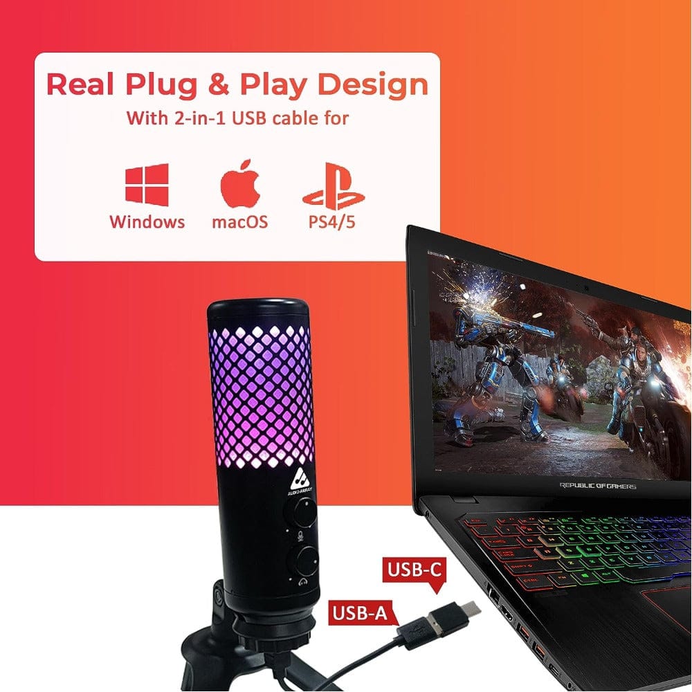 audio array microphone stands audio array am-c30 rgb light gaming tripod stand