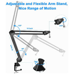 Audio Array Microphone Stands Black Audio Array AA-12 Short Springless All Metal Microphone Arm Stand