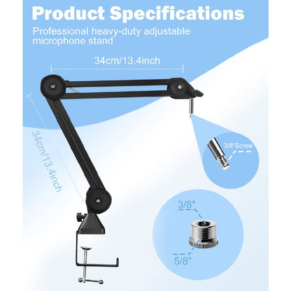 audio array microphone stands black audio array aa-13 short springless microphone arm stand     