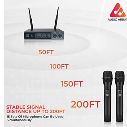 audio array microphones audio array am-w14 uhf dual handheld wireless microphone