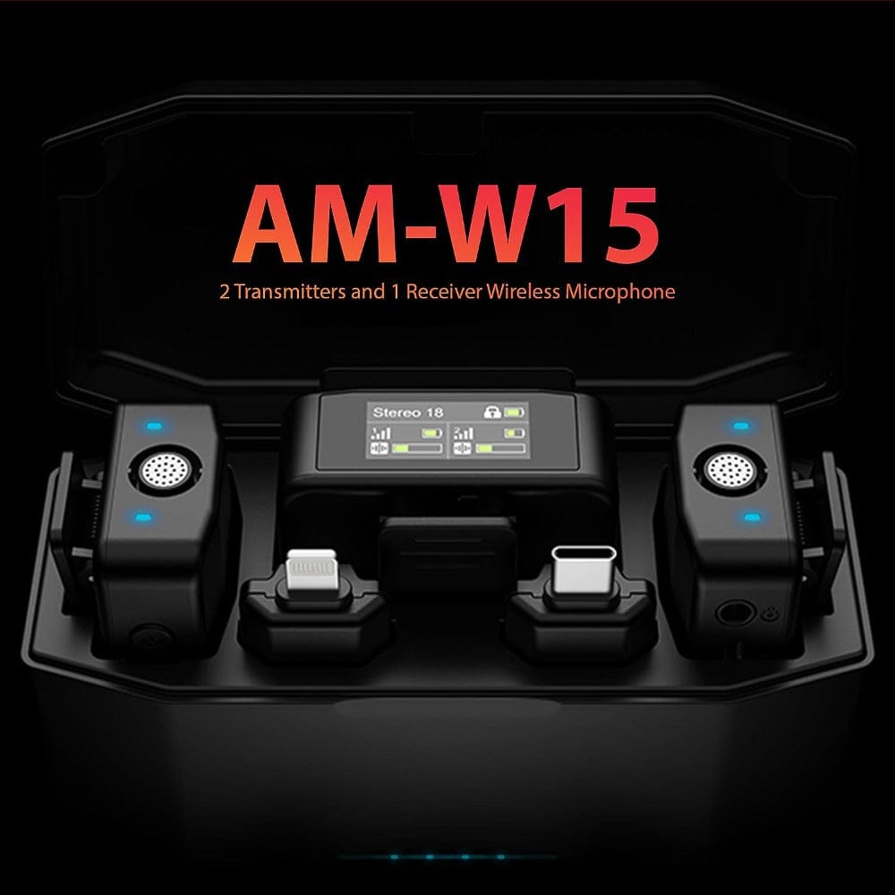 Audio Array Microphones Audio Array AM-W15 Digital Mini Wireless Microphone with 2 Transmitters and 1 Receiver Wireless Microphone
