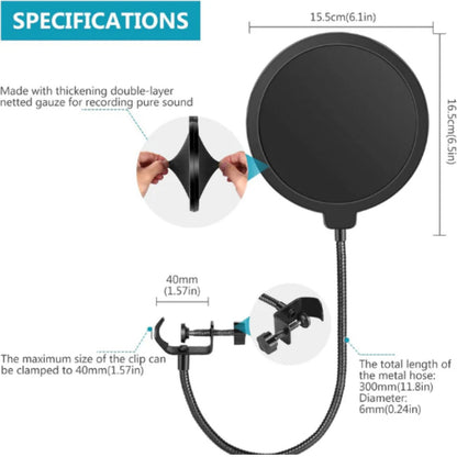 Audio Array Pop Filters Audio Array AA-03 Double Layer Professional Pop Filter