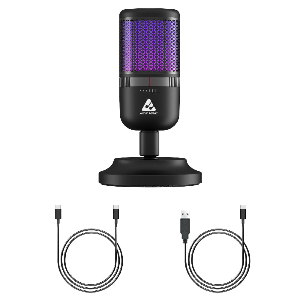 audio array usb microphones black audio array am-c22 anti interference metal tube rgb usb microphone   