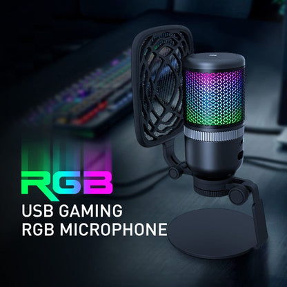 audio array usb microphones black audio array am-c23 anti interference metal tube rgb usb microphone     