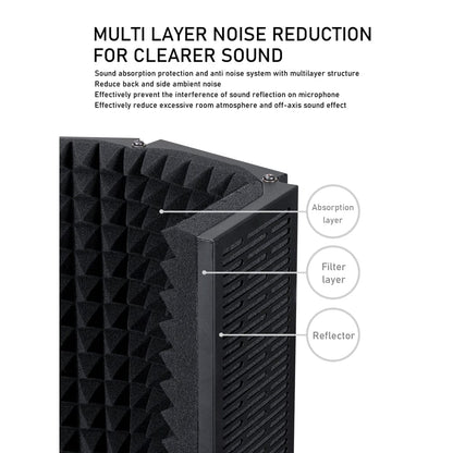 Audio Array Vocal Booths Black Audio Array AA-07 3 Panel Metal Isolation Shield for Microphone with Insulation