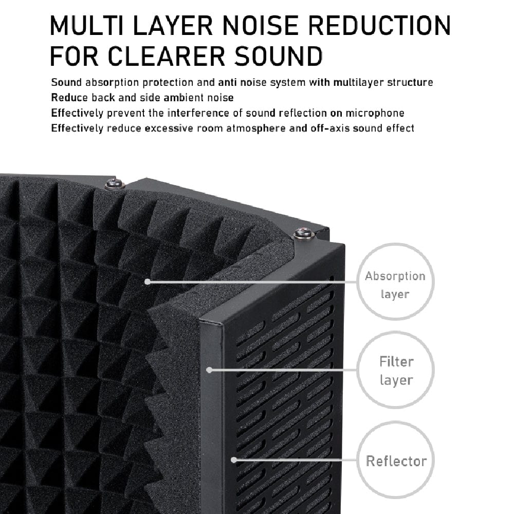 audio array vocal booths black audio array aa-08 5 panel metal isolation shield for microphone with insulation     