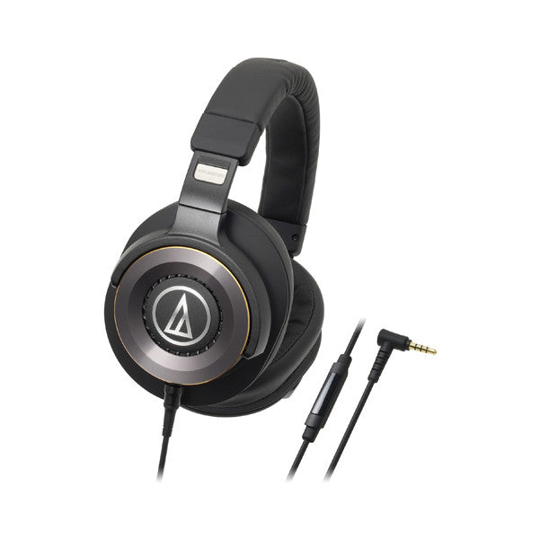 audio-technica headphones audio-technica ath-ws1100is solid bass over-ear headphones with in-line mic & control - black