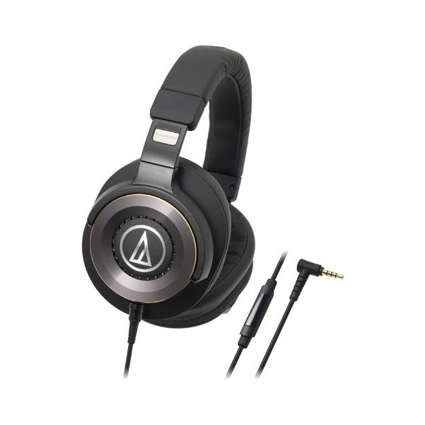 audio-technica headphones audio-technica ath-ws1100is solid bass over-ear headphones with microphone - black