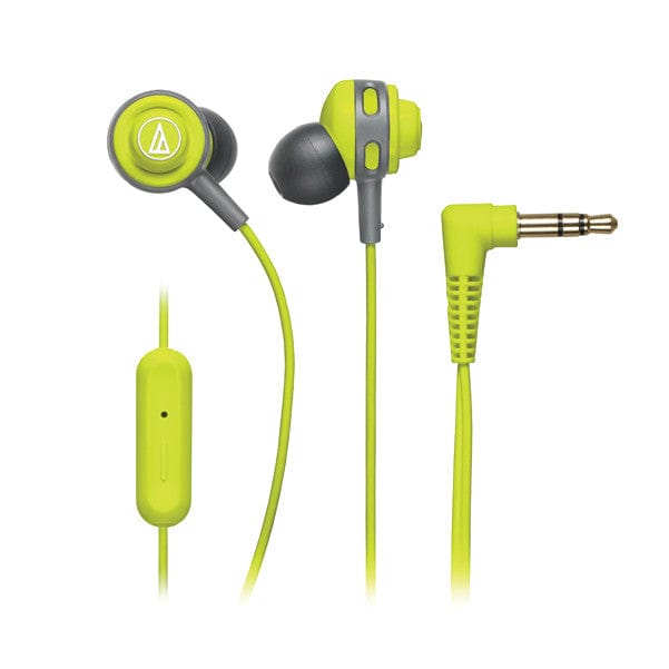 audio-technica headphones lime green audio-technica ath-cor150is sonicsport in-ear headphones with in-line mic & control    #color_lime-green