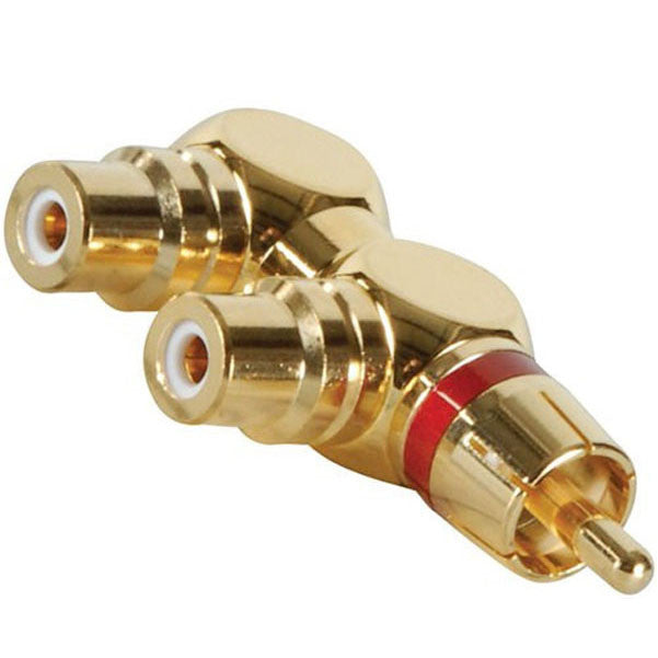 bajaao cables and connectors bajaao gold rca y (1) male to (2) right angle female red