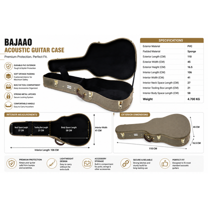 Bajaao Acoustic Guitar Cases Bajaao Acoustic Guitar Hardshell Case in Tweed