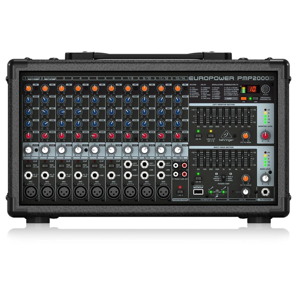 behringer analog mixers behringer europower pmp2000d 2000-watt 14-channel powered mixer