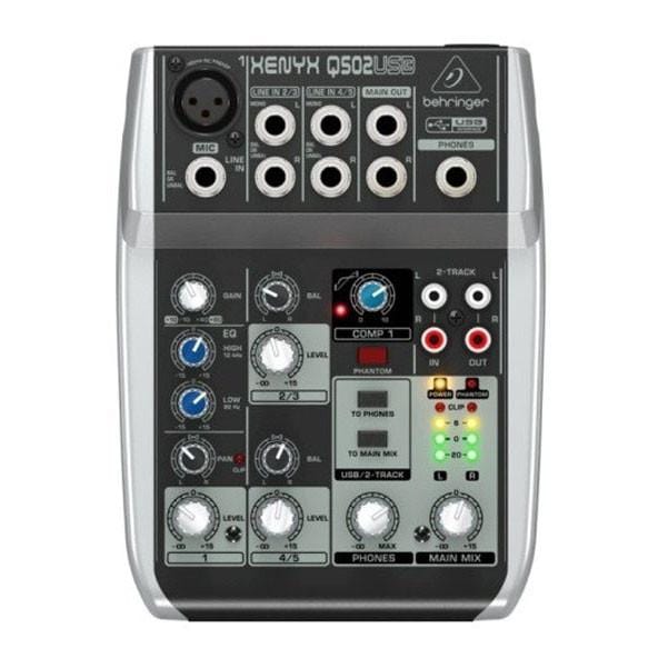 behringer analog mixers behringer xenyx q502usb premium 5-input 2-bus analog mixer