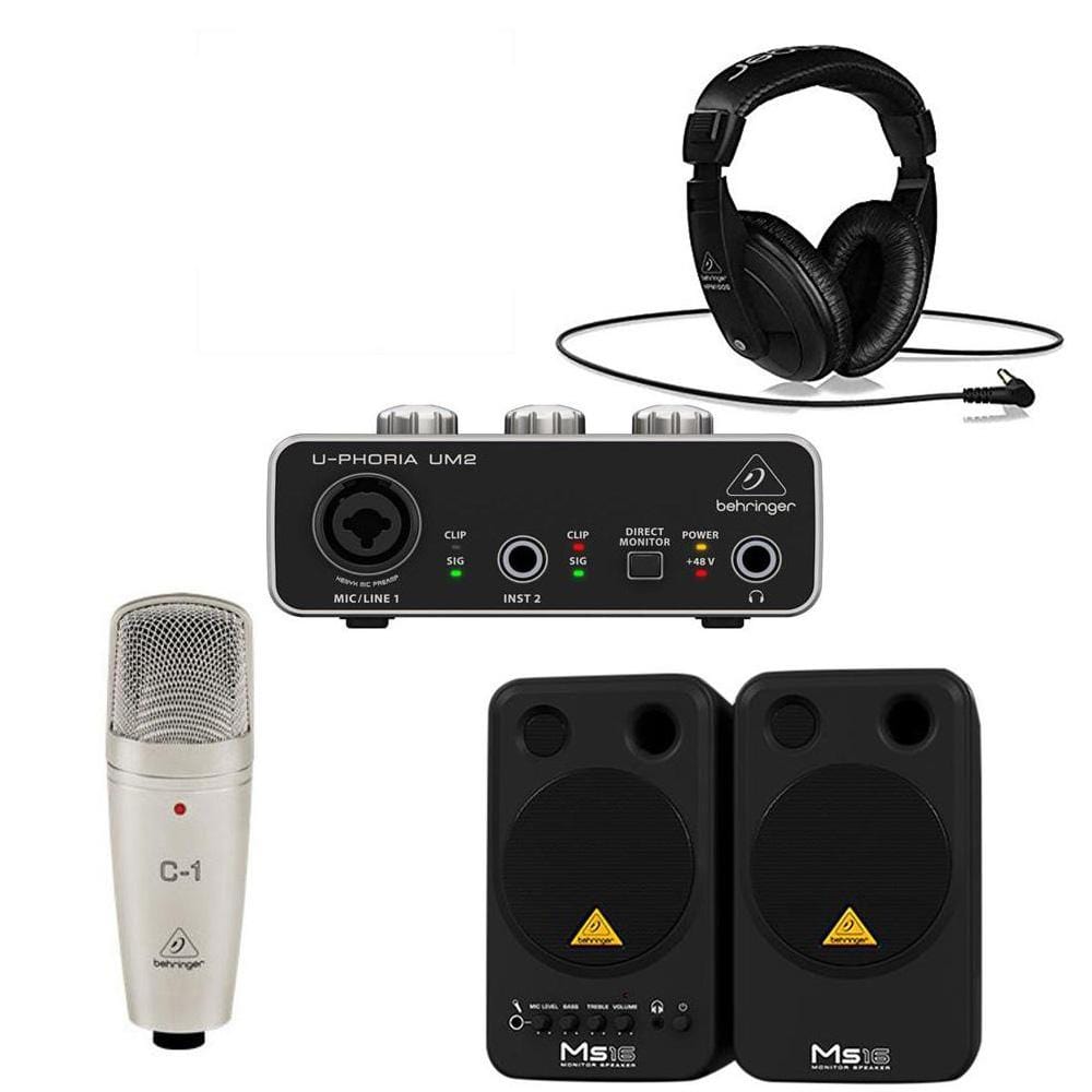 behringer audio interfaces behringer home creation bundle with condenser microphone audio interface & headphones & monitor speaker