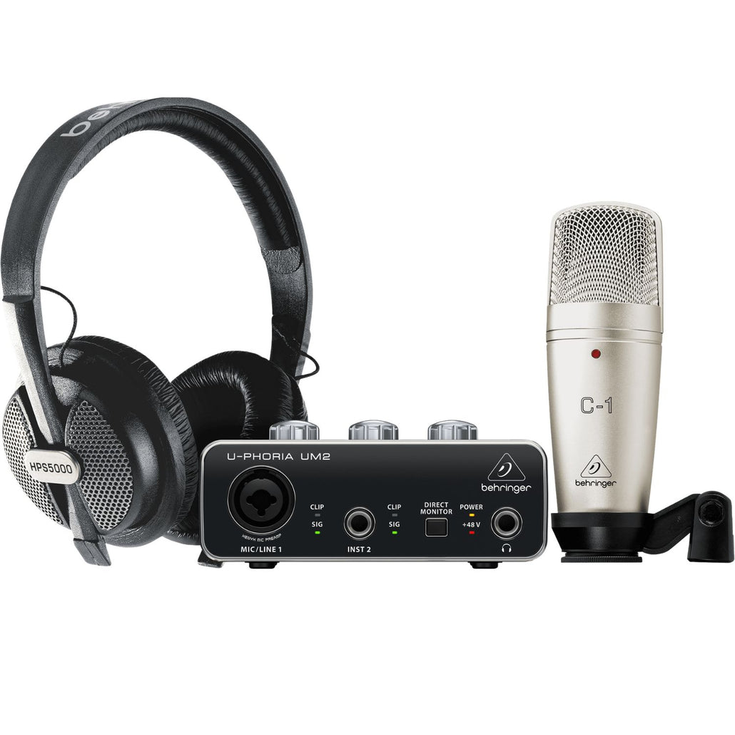 Behringer U-PHORIA STUDIO Recording Podcasting Bundle with Audio Interface, Microphone &amp; Headphones