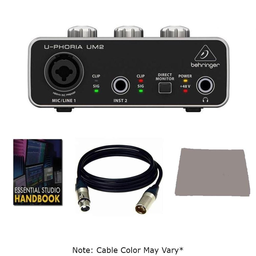 Behringer U-PHORIA UM2 USB Audio Interface with XLR Cable, Polishing Cloth & Ebook