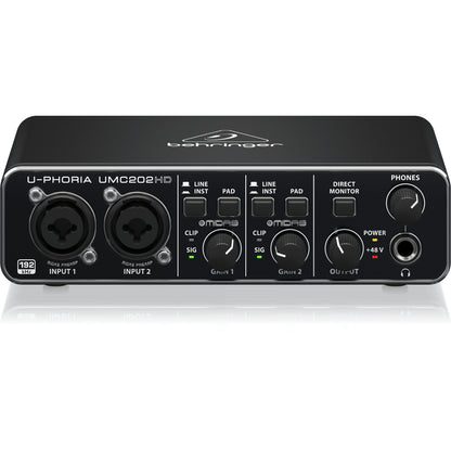 Behringer Audio Interfaces Behringer U-PHORIA UMC202HD Audio Interface with Midas Pre Amplifier