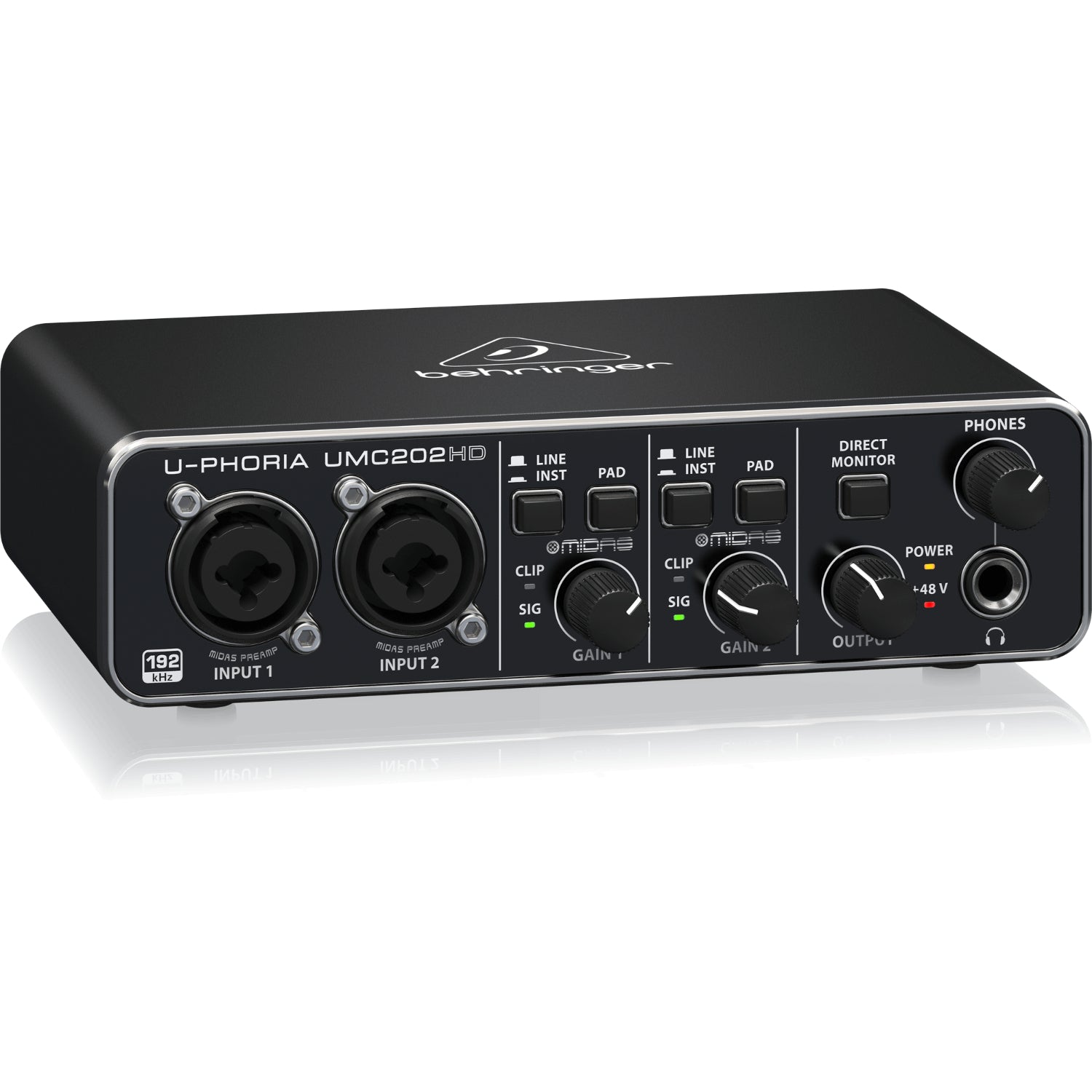 Behringer Audio Interfaces Behringer U-PHORIA UMC202HD Audio Interface with Midas Pre Amplifier