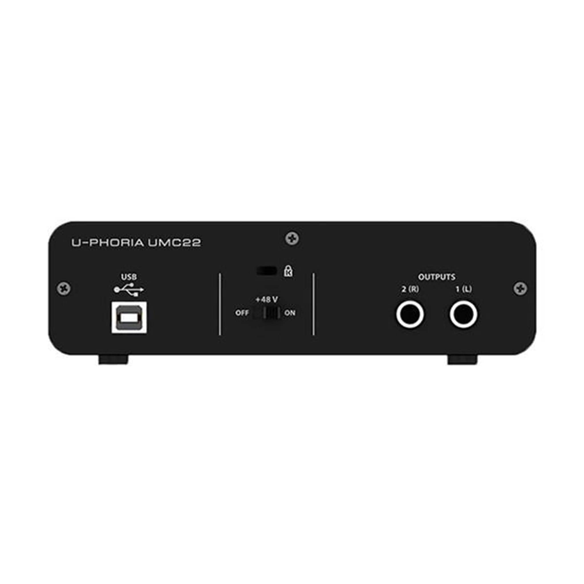 behringer audio interfaces behringer umc22 2-channel usb audio interface with midas mic pre amplifier with xlr cable, polishing cloth & ebook
