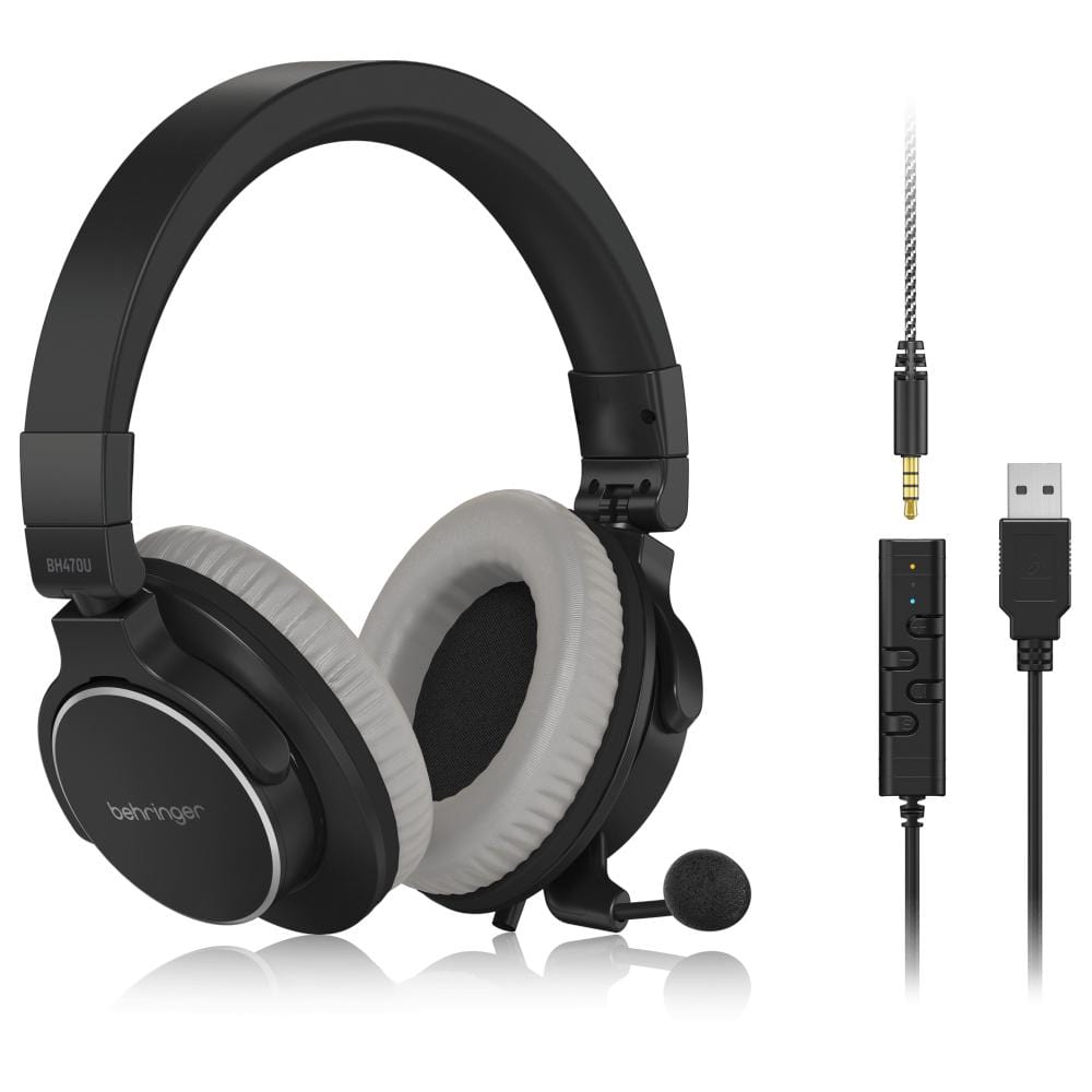 behringer headphones black behringer bh470u premium stereo headset with detachable microphone and usb cable   