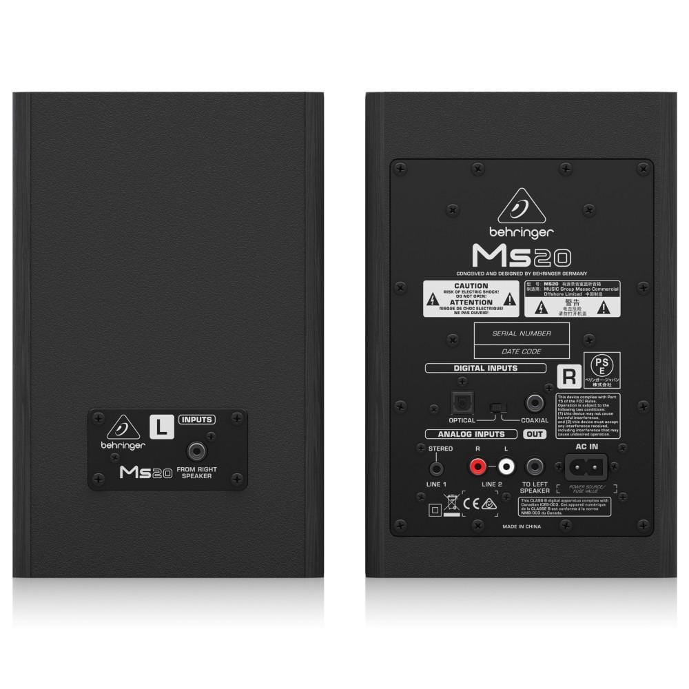 Behringer Monitor Speakers Behringer MS20 24-Bit/192 kHz Digital 20-Watt Stereo Near Field Monitors
