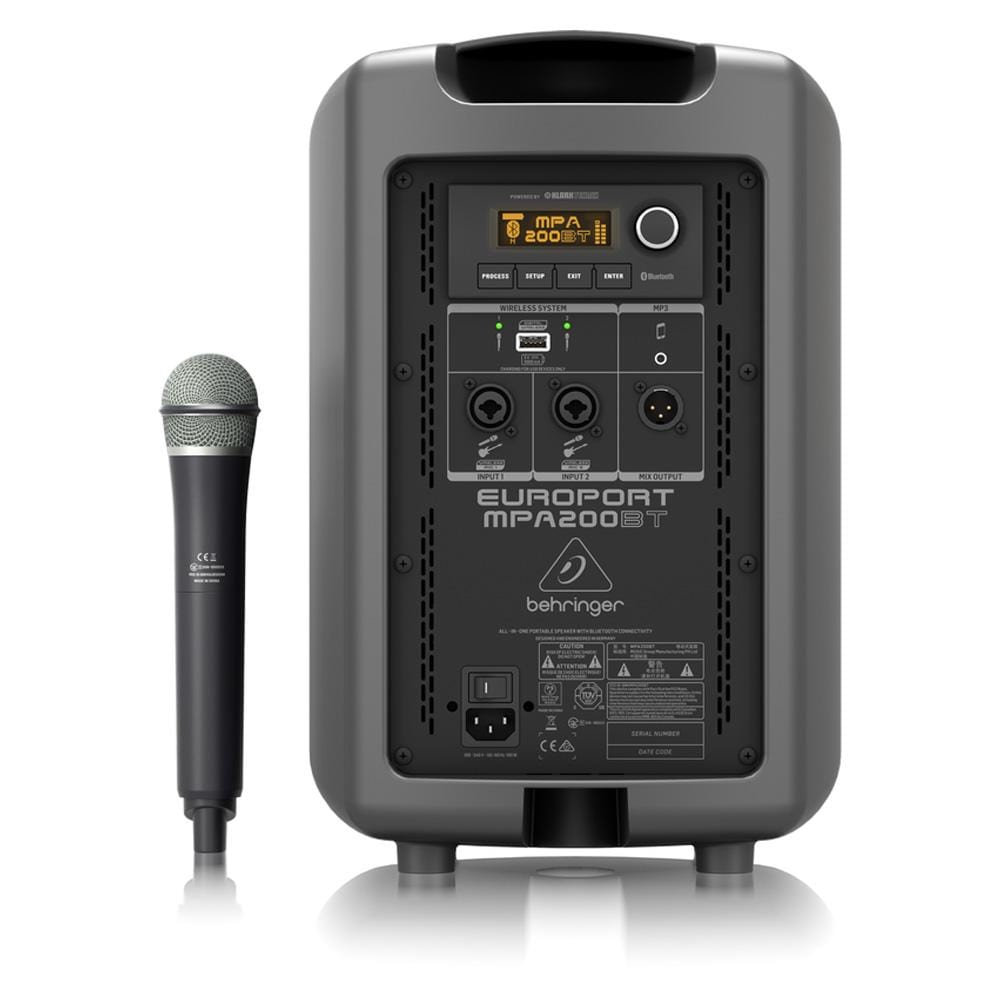 behringer portable pa systems behringer europort mpa200bt portable pa speaker with wireless microphone