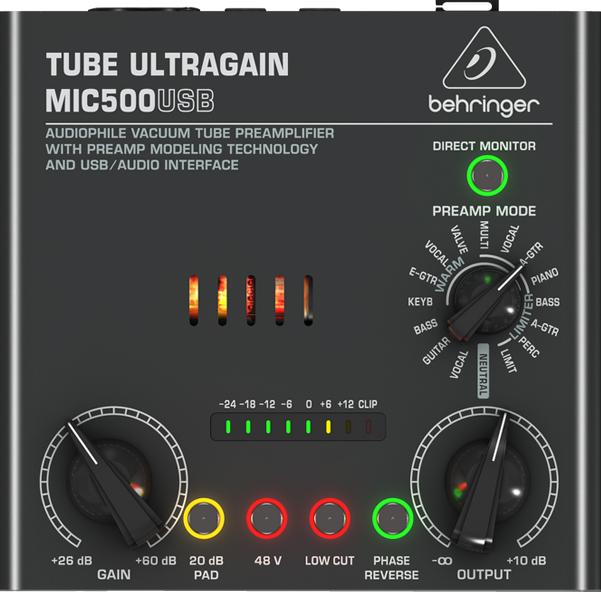 behringer pre amps behringer mic500usb tube ultragain audiophile vacuum tube preamplifier