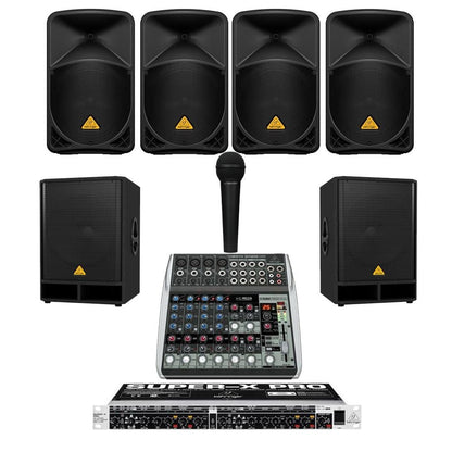 behringer restaurant sound systems restaurant sound system with 4xbehringer b 112d wall mount loudspeakers, 2xsubwoofer, crossover, mic & mixer