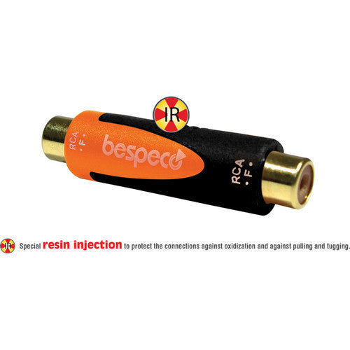 bespeco cables and connectors bespeco rca female to rca female adapter (black/orange)