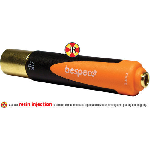 bespeco cables and connectors bespeco xlr male to 1/4inch mono jack female adapter (black/orange)