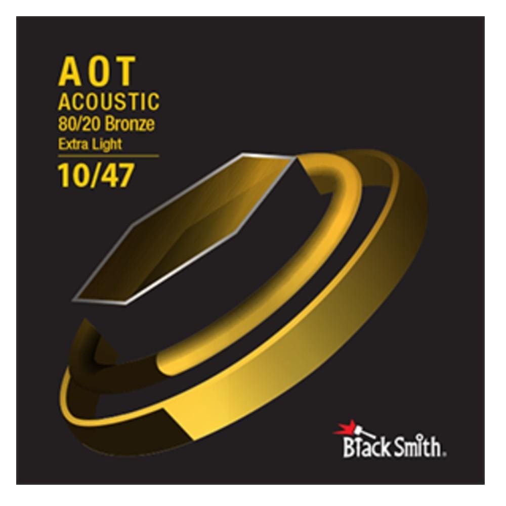 black smith acoustic guitar strings extra light - .010-.047 black smith nano coated 80 / 20 bronze acoustic guitar strings   #size_extra-light---.010-.047