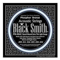 Black Smith Acoustic Guitar Strings Extra Thin Light - .009-.042 Black Smith Phosphor Bronze Acoustic Guitar Strings