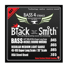 Black Smith Bass Guitar Strings Regular Medium Light-SL - .045-.105 Black Smith Nano Coated Nickel Round Wound Bass Guitar Strings