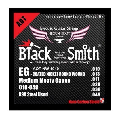 Black Smith Electric Guitar Strings Medium Meaty - .010-.049 Black Smith Nano Coated Nickel Round Wound Electric Guitar Strings