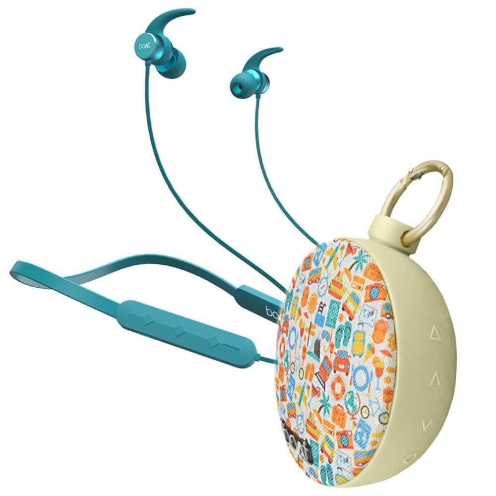 boAt Bluetooth Speakers Teal Green/Voyage Combo Pack of boAt Rockerz 255 Pro In Ear Neckband Headphone with boAt Stone 260 Bluetooth Speaker