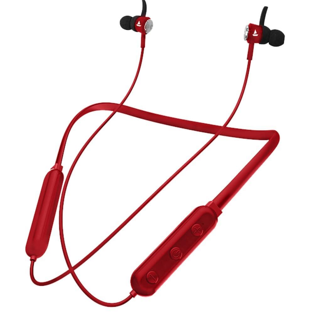boat in-ear neckband headphones boat rockerz 275 v2 in ear neckband wireless bluetooth headphone   #color_red
