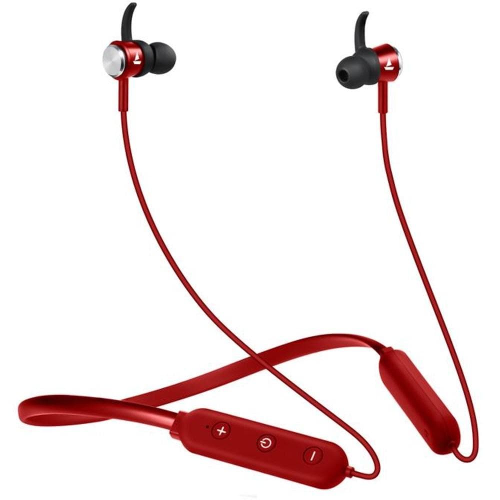 boat in-ear neckband headphones red boat rockerz 275 v2 in ear neckband wireless bluetooth headphone   #color_red