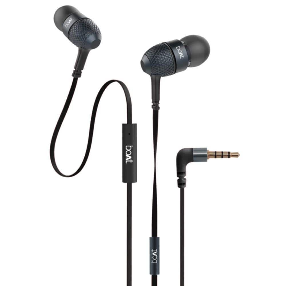 boAt In-Ear Wired Headphones Black boAt BassHeads 220 In Ear Wired Headphone With Mic