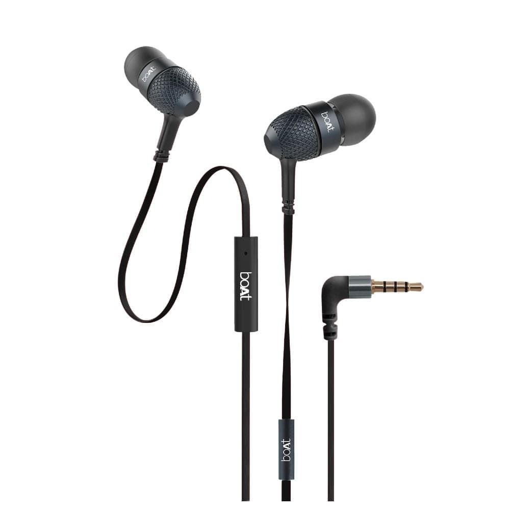 boAt In-Ear Wired Headphones Black boAt BassHeads 228 In Ear Wired Headphone With Mic