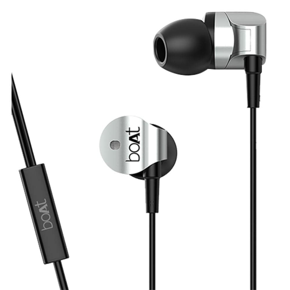 boat in-ear wired headphones boat bassheads 132 in ear wired headphone with mic- silver surfer