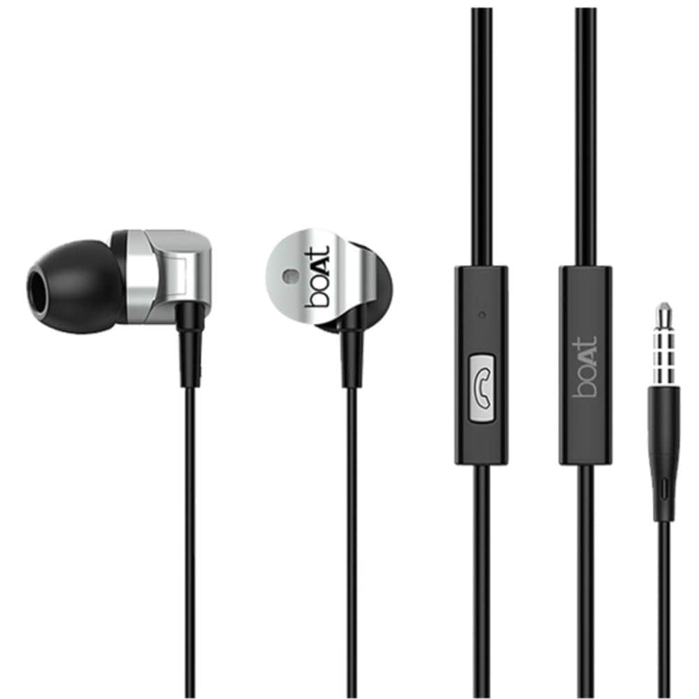 boat in-ear wired headphones boat bassheads 132 in ear wired headphone with mic- silver surfer